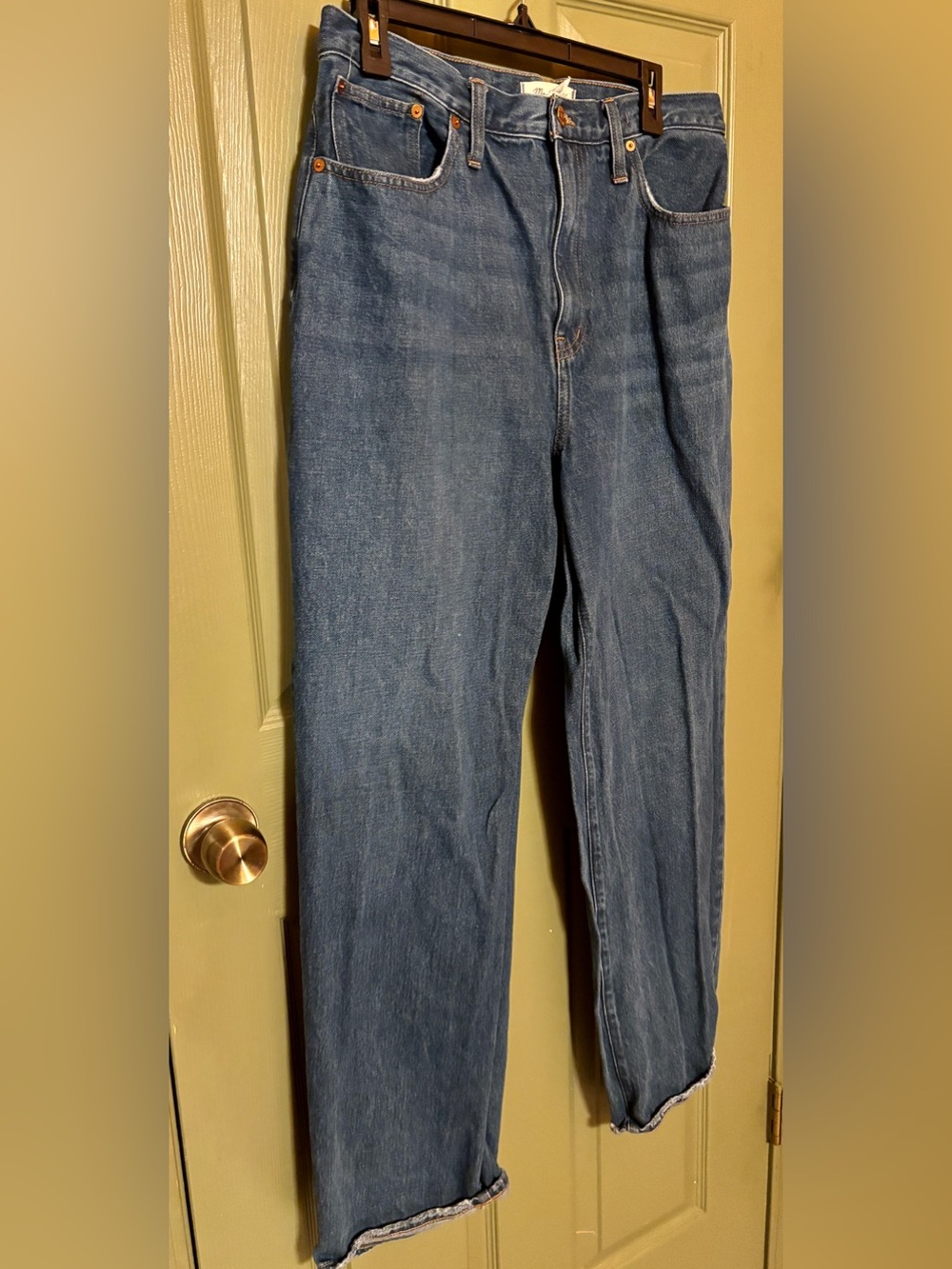 Madewell High-Rise Wide Leg Straight Jeans in Dark Blue Wash